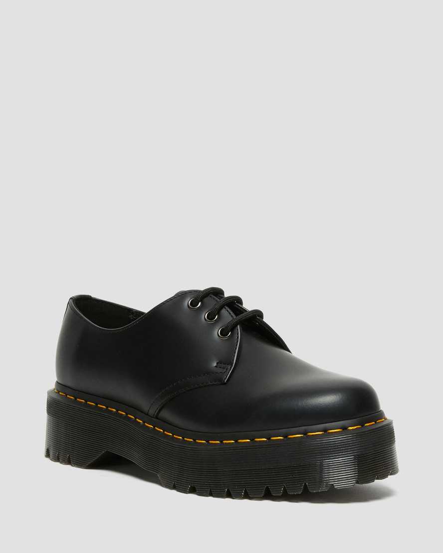 Dr. Martens 1461 Smooth Lær Platform Sko Dame Svart [3902ZPYHB]